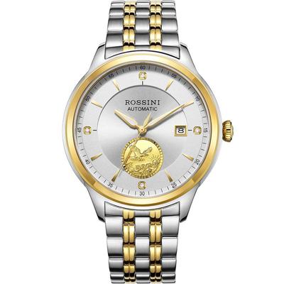 【送长辈礼物金表】罗西尼手表男机械表足金镶嵌雄鹰展翅男表5781