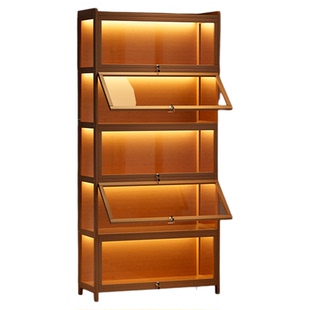 痛柜手办柜亚克力透明展示柜带灯带锁防尘模型柜子落地摆件收纳柜