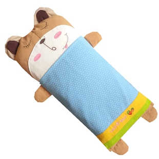 刺绣拼布可爱睡梦小熊宝宝、幼儿园0-10岁儿童卡通带拉链单人枕头