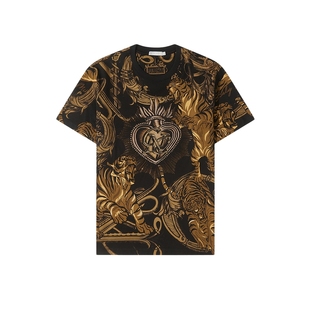 CNC男装奥莱复古印花上衣春夏新款时尚个性印花短袖圆领T恤男