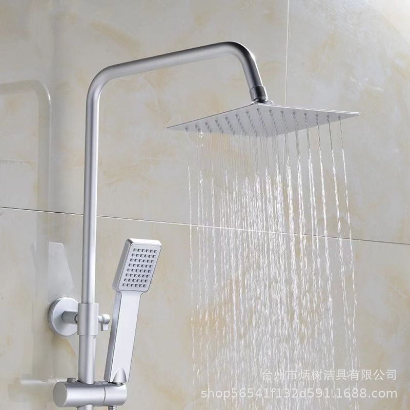 新款直销简约黑金色太空铝花洒套装家用淋浴房挂墙式暗装增压花洒