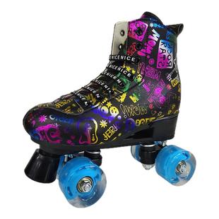狮卡夫双排溜冰鞋男女滑轮鞋成人儿童旱冰鞋双排轮成年专业轮滑鞋