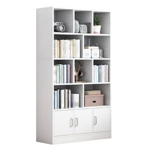 简易书架落地靠墙客厅置物架分层收纳架储物柜子一体简约家用书柜