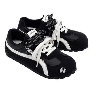 环球黑色透气鞋子女款2025新款夏季爆款平底德训鞋休闲百搭女鞋潮