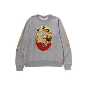 BAPE男装秋冬猿人玉兔日式和风印花圆领卫衣X13004L