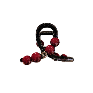 高级感酒红鲨鱼夹发卡气质盘发抓夹中号发夹女后脑勺丸子头发夹子