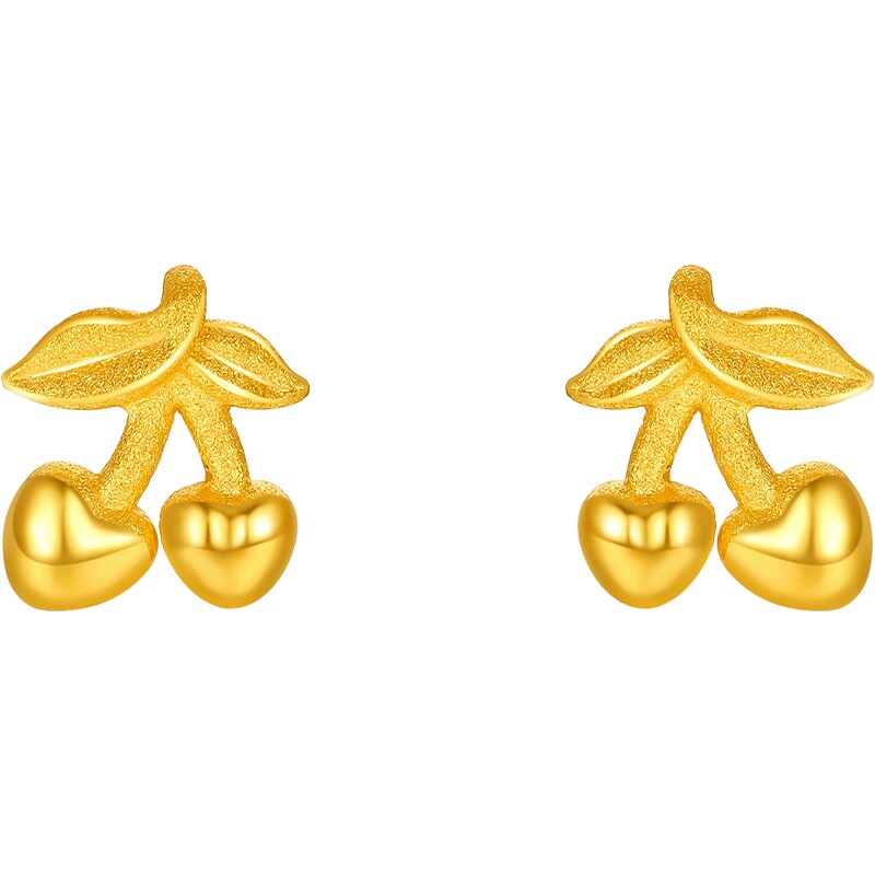 周六福黄金计价5G足金耳钉可爱甜美金樱甜恋耳饰田园系列节日礼物