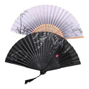 扇子古风折扇中国风舞蹈跳舞儿童夏季汉服女旗袍水墨画折叠小纸扇