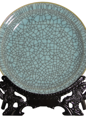 龙泉宋元青瓷哥窑挂盘装饰玄关