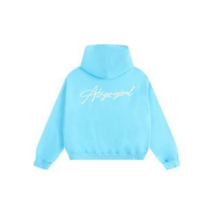 ATRY刺绣短款连帽卫衣女秋冬2025新款美式高街休闲宽松情侣帽衫男