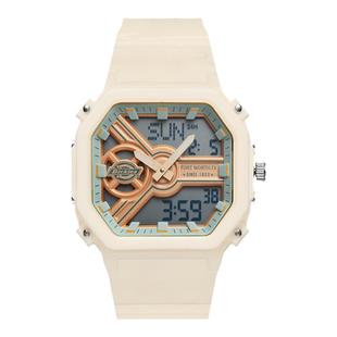 Dickies多功能手表女士复古双显电子学生潮流情侣男款小方表CL487