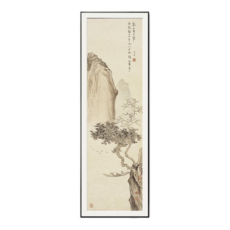 新中式风景山水画玄关装饰画中式水墨字画挂画茶室办公室壁画定制