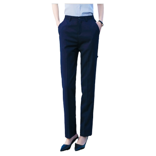 男女职业西裤直筒高腰不掉色加长大码藏青色上班西服裤子四季款