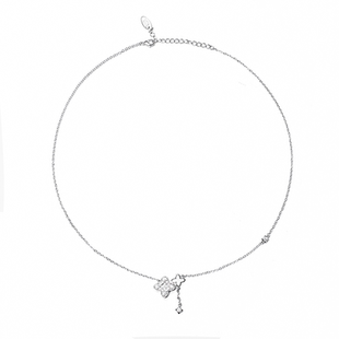 【Losing Bargain】原创幸运四叶草双拼碎钻拼接镂空设计项链男女