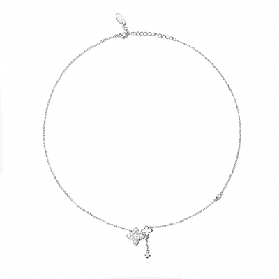 【Losing Bargain】原创幸运四叶草双拼碎钻拼接镂空设计项链男女