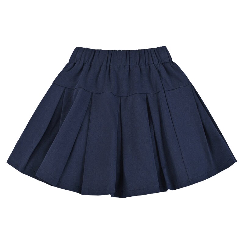 女童纯棉藏蓝色百褶裙秋季儿童裙子藏青女孩半身裙小学生校服短裙