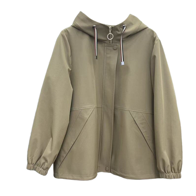 秋冬短款正肩带里衬纯色连帽外套