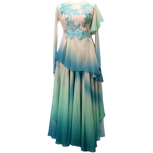 古典舞服装演出服女醉清波剧目舞蹈服大裙摆飘逸表演服渐变艺考服