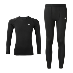 回力秋冬季保暖加绒打底衫女蓄热锁温户外登山紧身速干衣运动套装