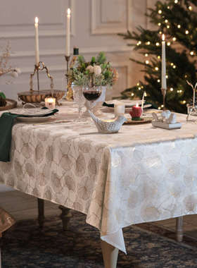 防水丝绒桌布白色墨绿银杏MISS PEONY轻奢高级感茶几桌旗新年台布