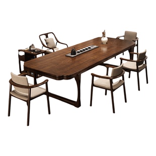 新中式罗汉床茶桌椅组合南美胡桃木大板茶桌实木茶几客厅家用茶台