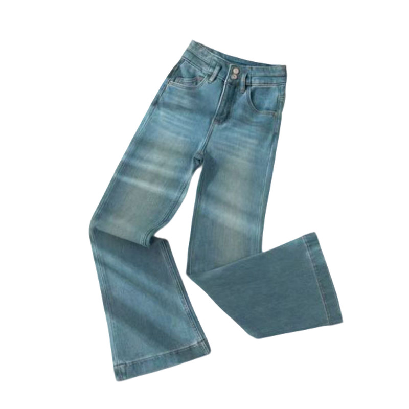 JEANS海沫蓝四面弹2025年直筒高腰微喇牛仔裤女显瘦筒叭裤秋冬季