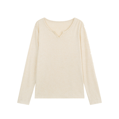 YUZI鱼子三色V领上衣凉感微胖