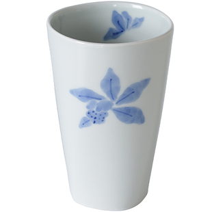 日本有田烧 兰花高杯 高颜值水杯手绘釉下彩家用陶瓷直饮杯主人杯