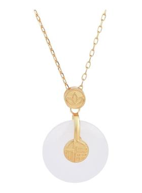 国潮宫廷汉服创意设计复古鎏金福字仿和田玉平安扣吊坠古风项链女