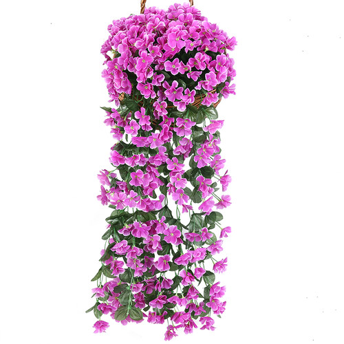 挂墙大束仿真花紫罗兰假花客厅墙面上壁挂遮挡装饰花藤蔓吊兰吊篮