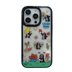 趣味可爱卡通鼹鼠适用苹果16手机壳创意亚克力iPhone14pro小众16PRO新款13全15ProMax女款防摔保护套日韩风