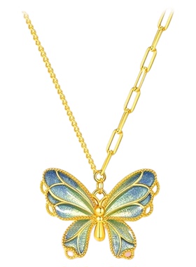 法国925纯银蝶影阑珊情人节项链