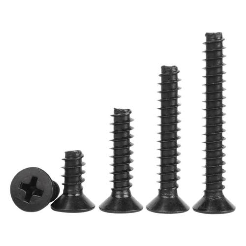 黑色304不锈钢镀黑锌十字平头沉头平尾割尾KB自攻螺丝钉M2M3M4M5