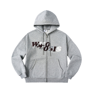 WHOOSIS（不知其名）小恶魔格子贴布拉链帽衫卫衣外套秋冬男女潮