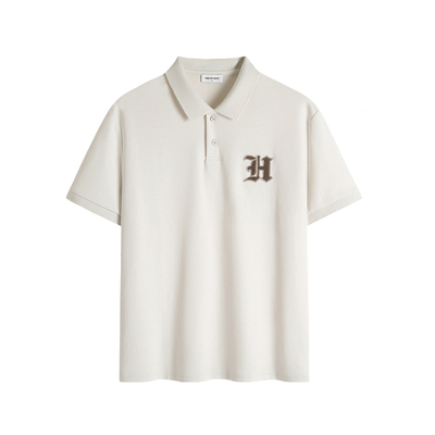 HIM汉崇 休闲舒适微弹POLO男潮流字母毛巾绣短袖反领T恤 2026春季