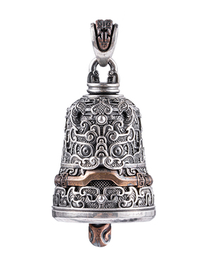 琢匠定制丨青铜纹铃铛S925银桌面饰品摆件汽车钥匙扣挂件吊坠