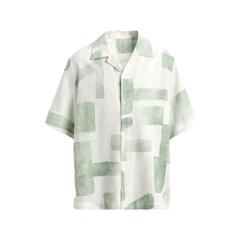 柜329!ZA夏季新品 男装 宽松抽象印花垂性短袖衬衫 5679204 120
