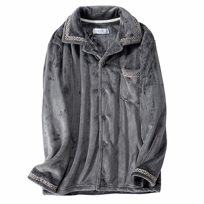 男士单件秋冬珊瑚绒加肥加大睡衣