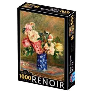 包邮 D-Toys罗马尼亚进口益智拼图66909RE11玫瑰花束1000片雷诺阿