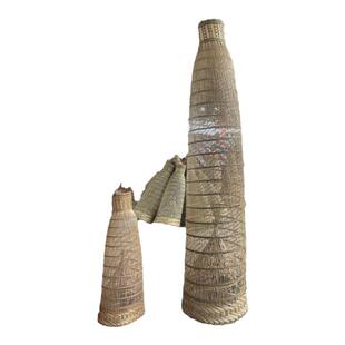 新中式创意竹编灯笼茶室餐厅民宿复古禅意竹艺吊灯手工倒须鱼笼