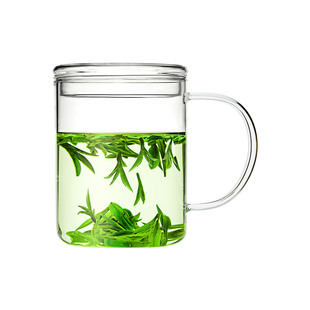 雅集茶具豪饮杯办公室大容量玻璃杯带盖耐热茶杯柠檬红茶玻璃水杯