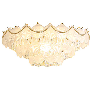 广东中山灯具厂家直销奶油风水晶灯法式客厅灯贝壳卧室餐厅灯套餐