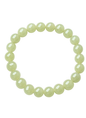 慕溪源和田玉黄玉手串8mm圆珠子玉石手链新中式经典女款送礼物