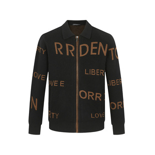 ORRDT澳林丹顿夹克上衣秋季新款时尚撞色提花图案翻领外套