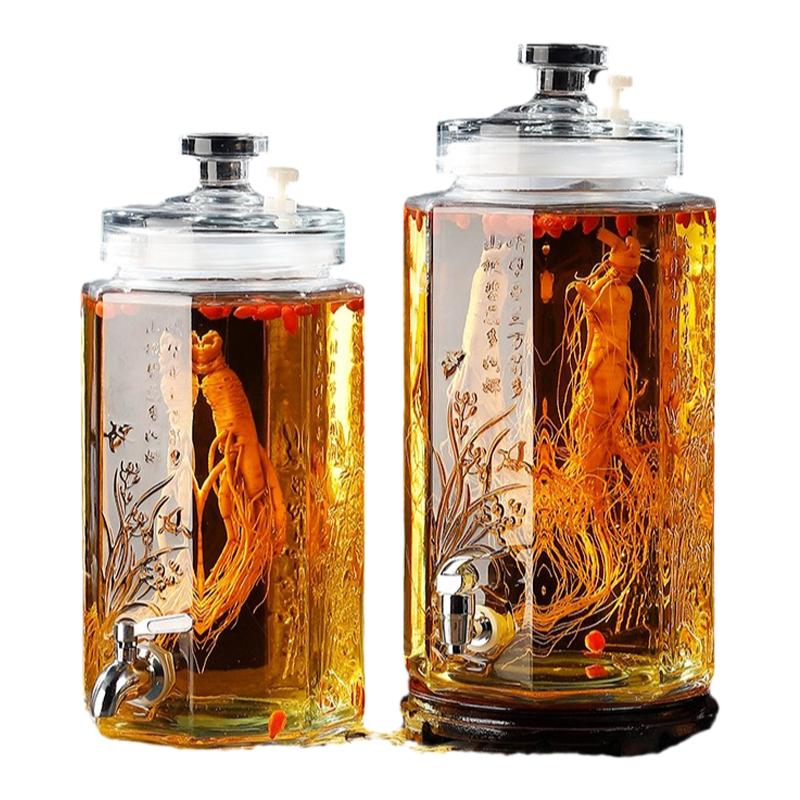 泡酒玻璃瓶容器存酒人参药酒罐酒坛子酒桶10斤20带龙头专用酒瓶