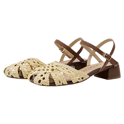 莎莎苏编织老钱风通勤罗马凉单鞋