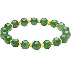 周六福和田玉手串女款黄金碧玉玉石古雅倾玉手链官方七夕礼物