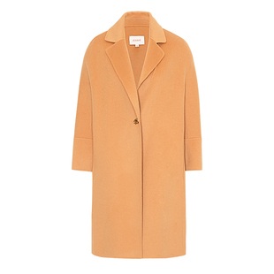 JESSIE羊毛羊绒呢子大衣女插肩袖翻领9分袖中长款外套25秋冬新款