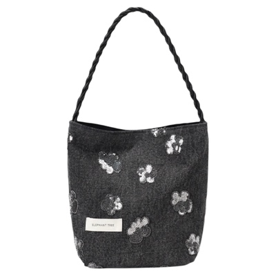 时髦亮片牛仔百搭女生单肩包