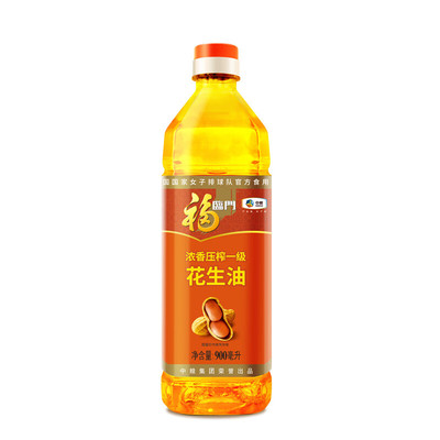 福临门浓香压榨一级花生油900ml中粮家用食用油天然小瓶装植物油